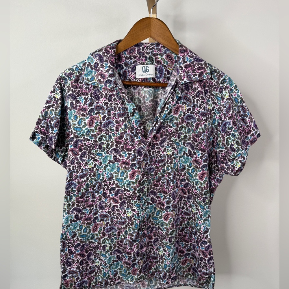 Men's Floral Casual Button Down Shirt - Purple and Blue